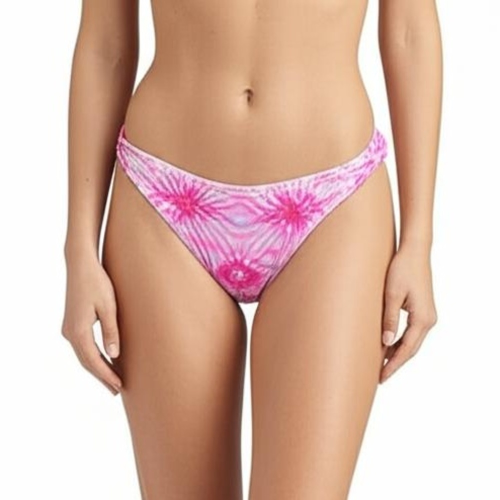 Forever 21‎ Bikini Bottom S Hot Pink Coral Abstract Tie-Dye Vibrant Summer NEW